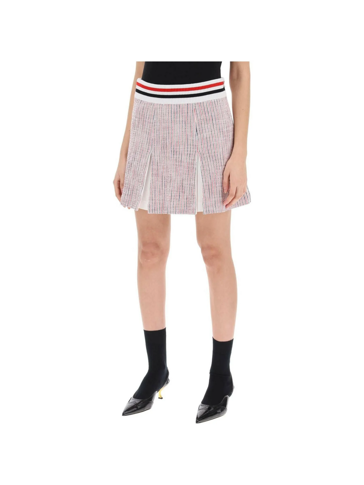 Tweed Seersucker Pleated Skirt THOM BROWNE JOHN JULIA.