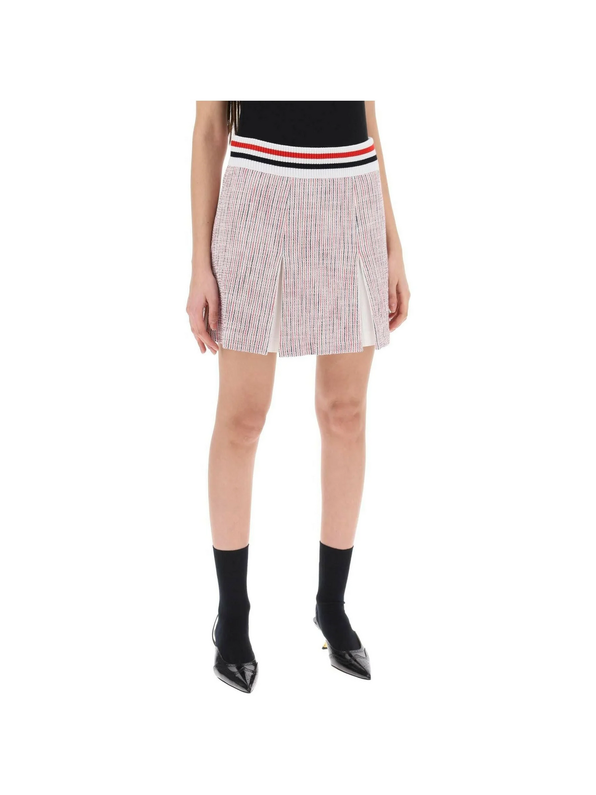 Tweed Seersucker Pleated Skirt THOM BROWNE JOHN JULIA.