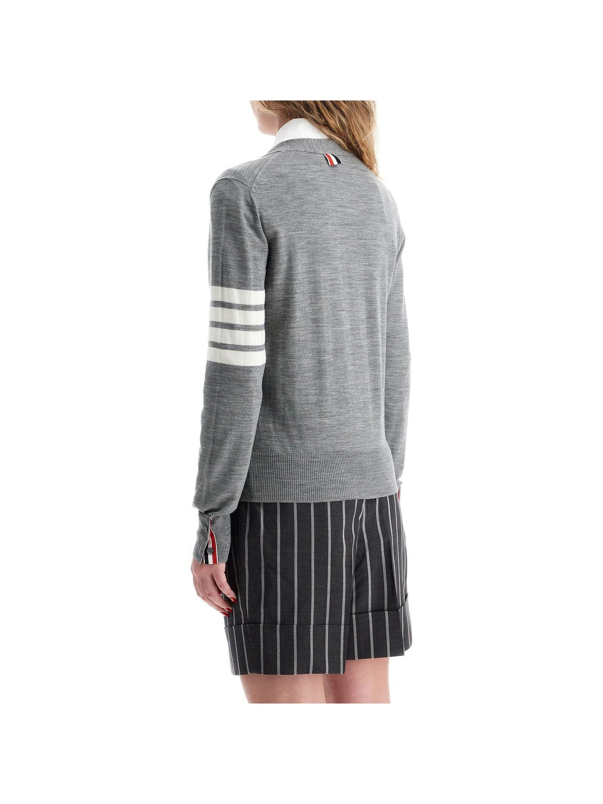 Wool 4-Bar Relaxed V-Neck Cardigan - Woman > Clothing > Knitwear > Cardigans