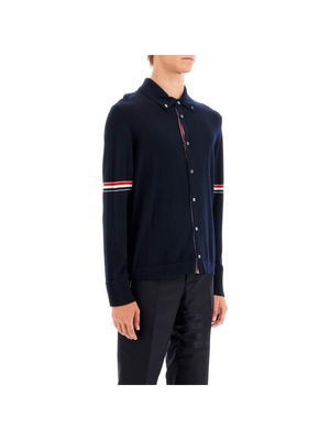 THOM BROWNE-Wool Button Down Cardigan For -JOHN JULIA.