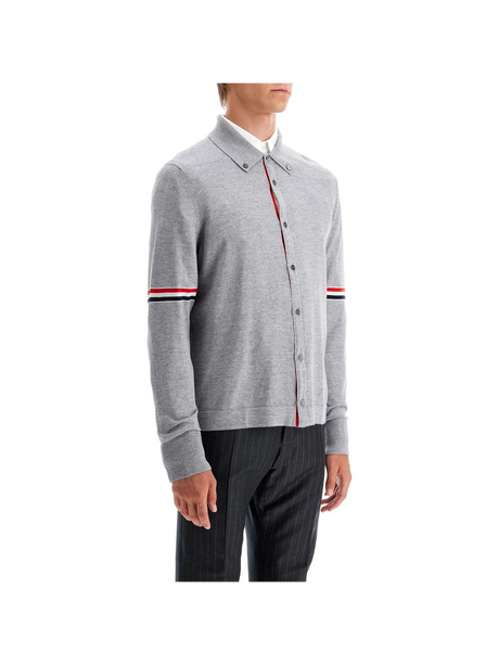 THOM BROWNE-Wool Button Down Cardigan For -JOHN JULIA.