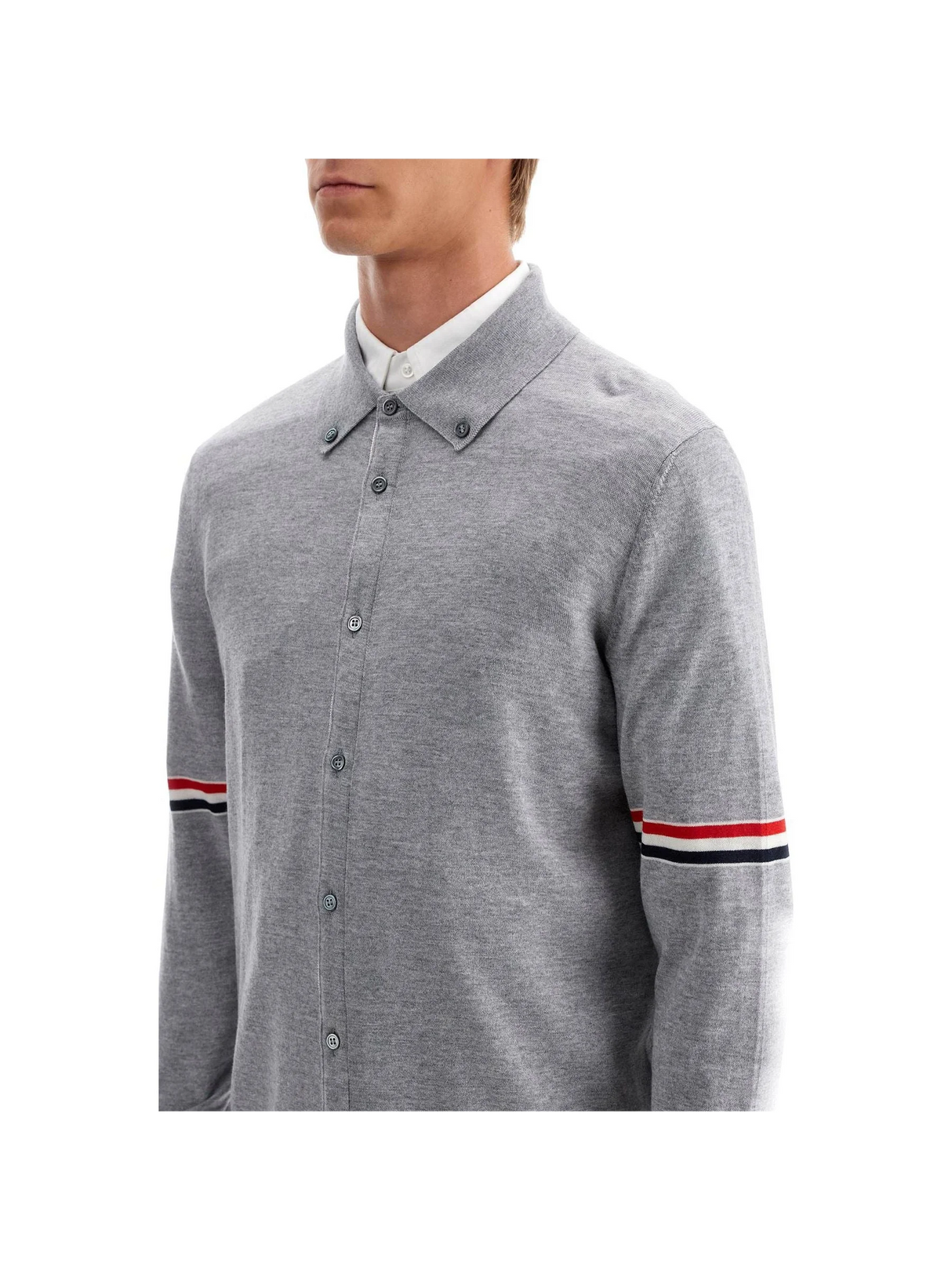 THOM BROWNE-Wool Button Down Cardigan For -JOHN JULIA.