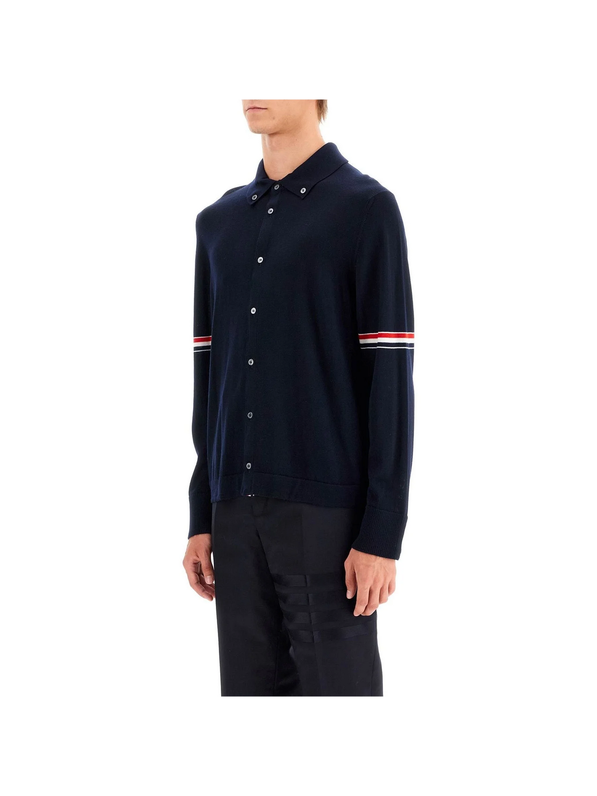 THOM BROWNE-Wool Button Down Cardigan For -JOHN JULIA.