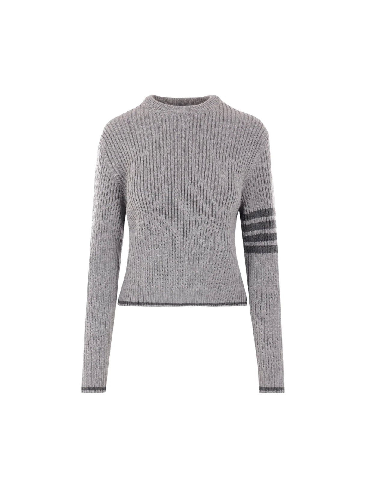 Wool Cable-knit Cropped Sweater-THOM BROWNE-JOHN JULIA