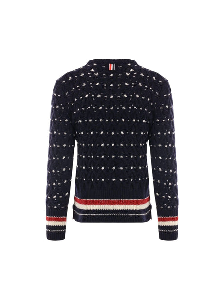 Wool Mohair Cable-knit Sweater-THOM BROWNE-JOHN JULIA