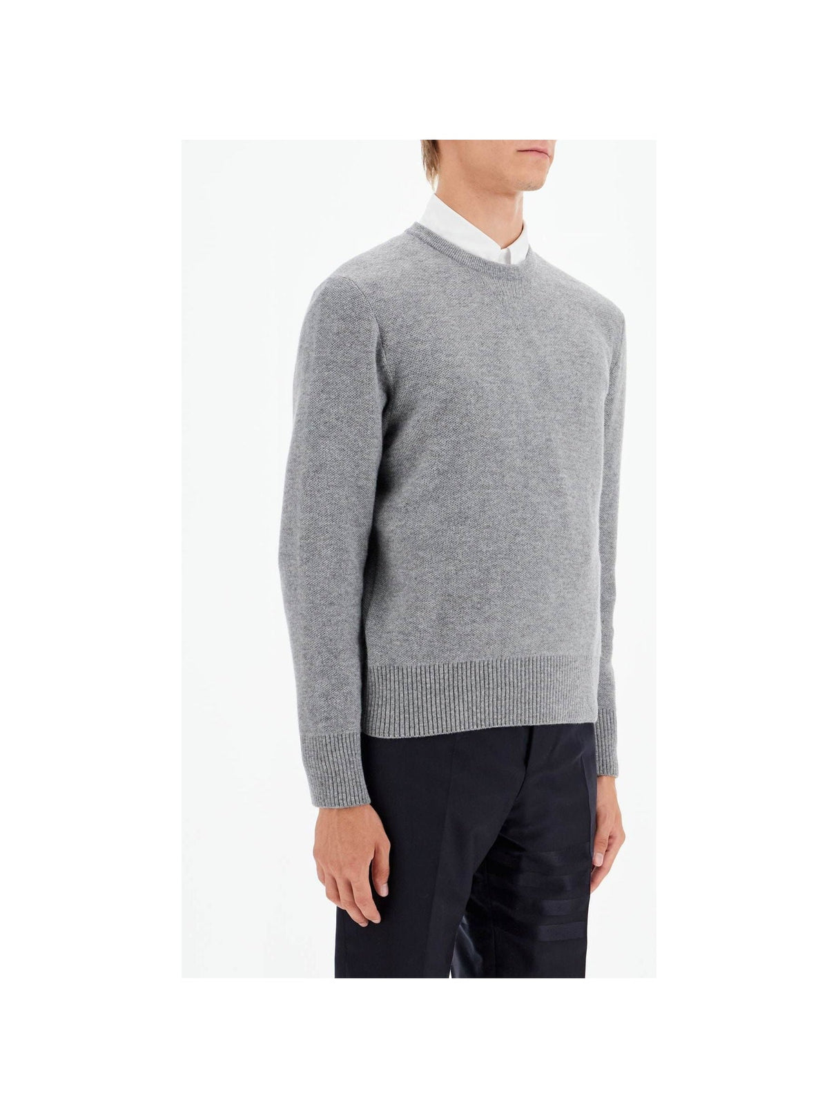 THOM BROWNE-Wool Piqué Crewneck Pullover -JOHN JULIA.