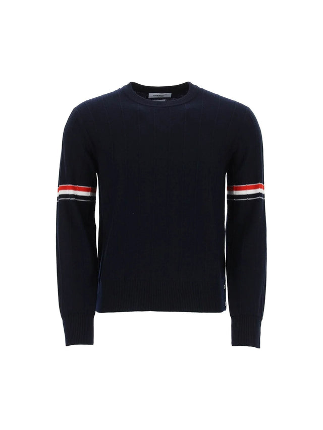 Crew-neck Sweater With Tricolor Intarsia