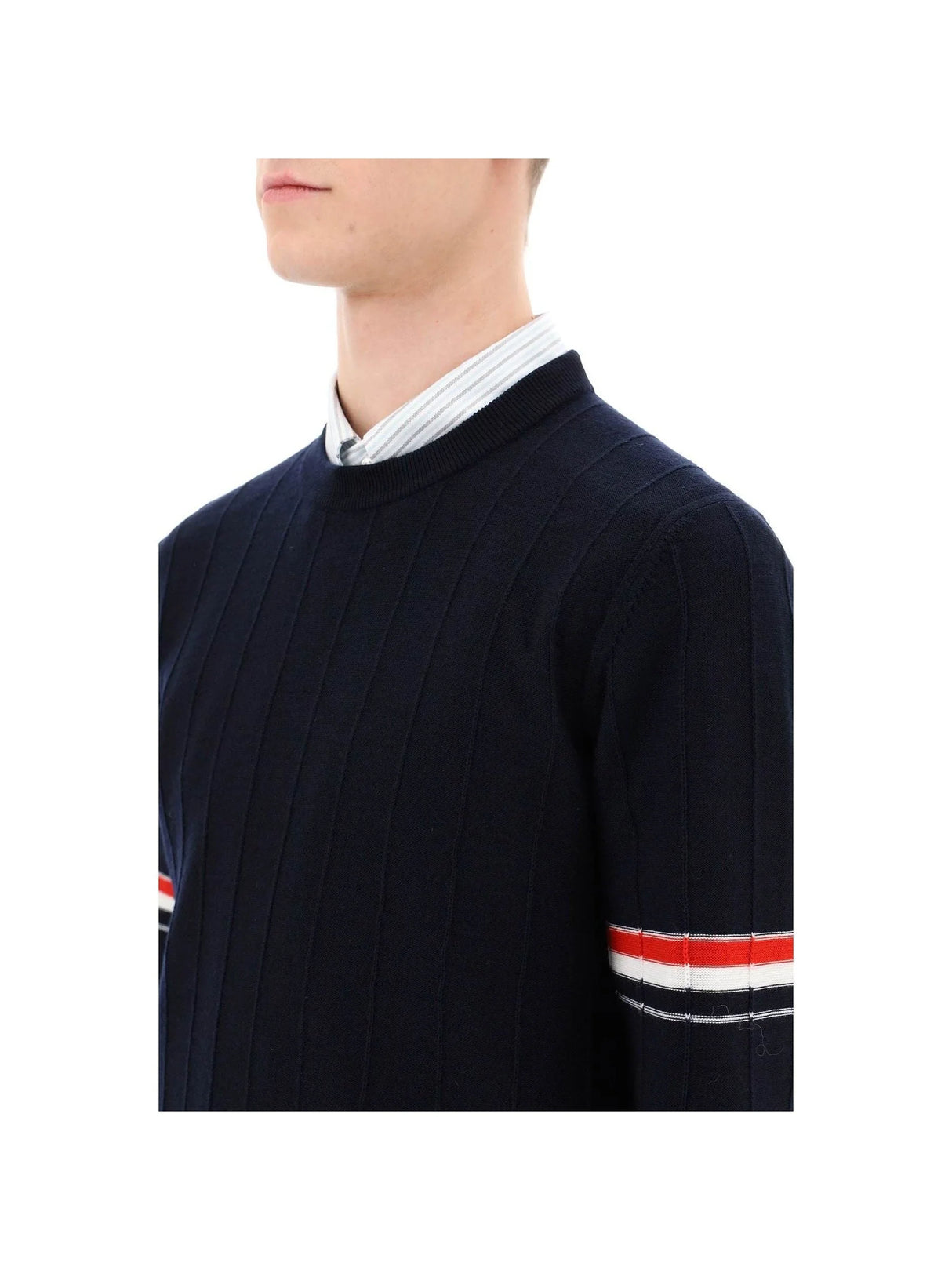 Crew-neck Sweater With Tricolor Intarsia