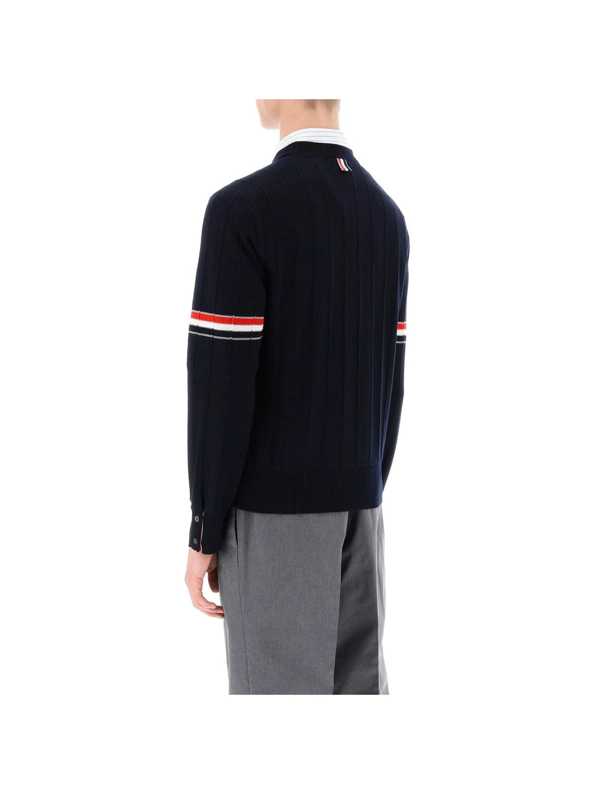 Crew-neck Sweater With Tricolor Intarsia