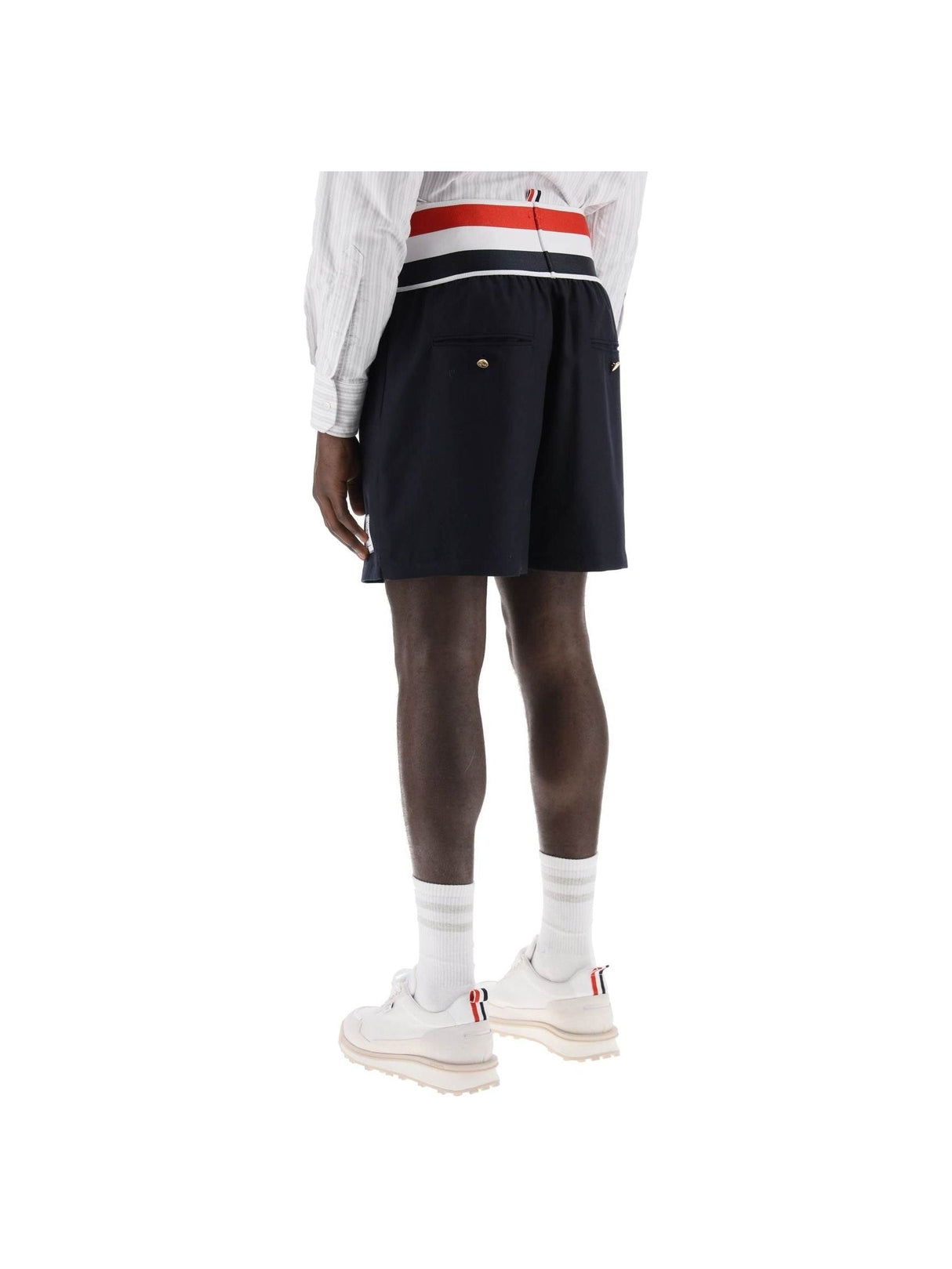 Wool Twill Elastic Waistband Shorts