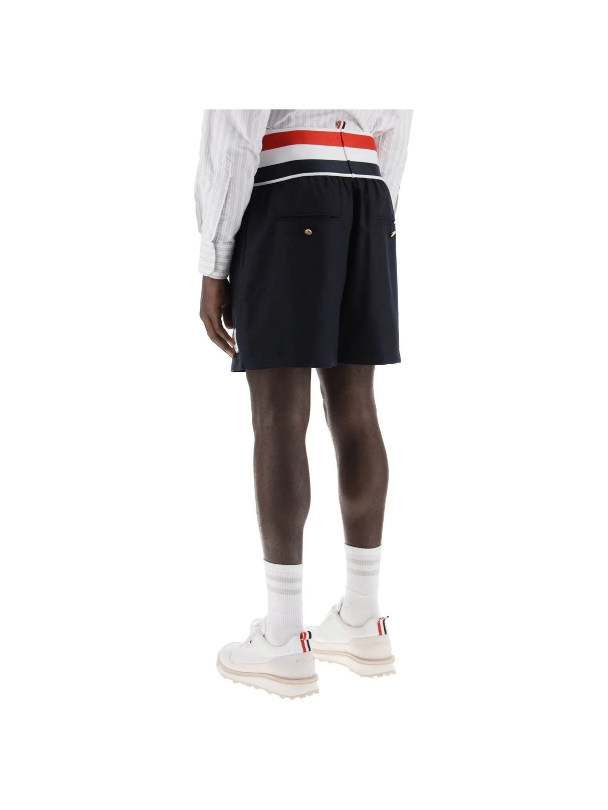 Wool Twill Elastic Waistband Shorts - Men > Clothing > Trousers > Bermudas and Shorts