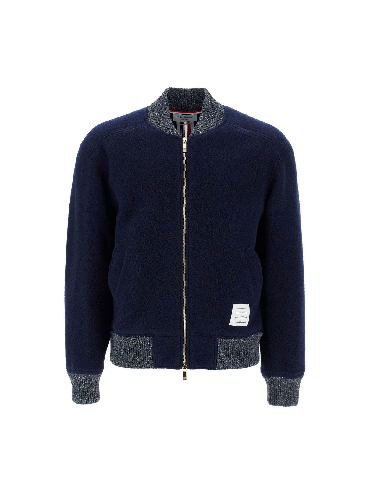 THOM BROWNE-Woolen Fleece Bomber Jacket -JOHN JULIA.