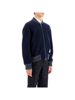 THOM BROWNE-Woolen Fleece Bomber Jacket -JOHN JULIA.