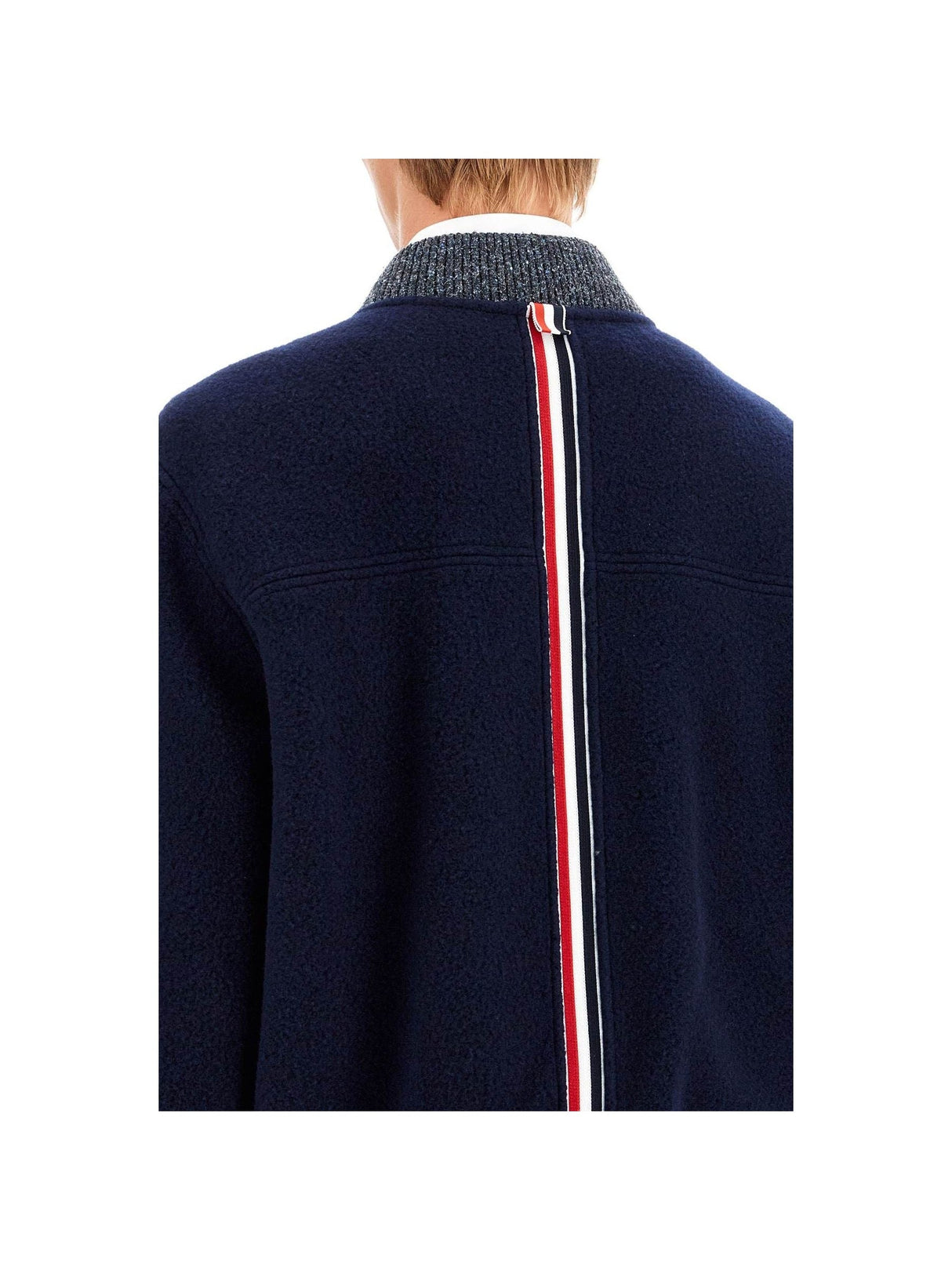 THOM BROWNE-Woolen Fleece Bomber Jacket -JOHN JULIA.