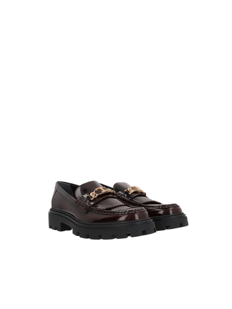 Brushed Leather Fringed Loafers-TOD'S-JOHN JULIA