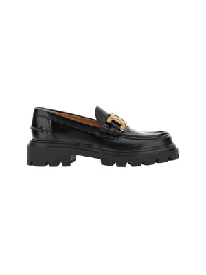 Chain-detailed Brushed Leather Loafers-TOD'S-JOHN JULIA