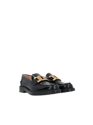 Chain-detailed Shiny Leather Loafers-TOD'S-JOHN JULIA