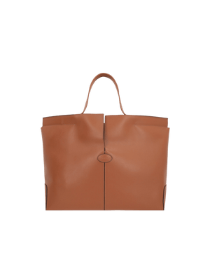 Di Folio Medium Smooth Leather Shopping Bag-TOD'S-JOHN JULIA