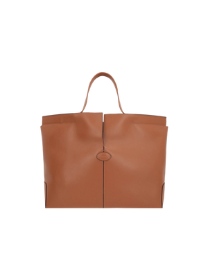 Di Folio Medium Smooth Leather Shopping Bag-TOD'S-JOHN JULIA