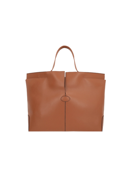 Di Folio Medium Smooth Leather Shopping Bag-TOD'S-JOHN JULIA