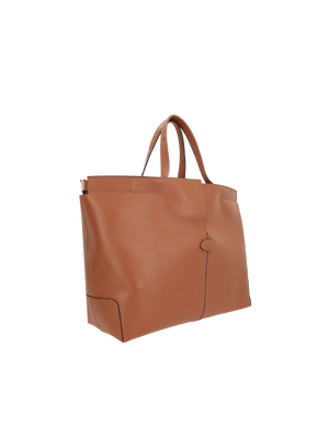 Di Folio Medium Smooth Leather Shopping Bag-TOD'S-JOHN JULIA