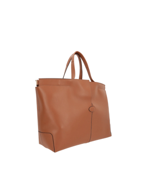 Di Folio Medium Smooth Leather Shopping Bag-TOD'S-JOHN JULIA