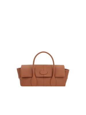 Reverse Ew Flap Grainy Leather Handbag-TOD'S-JOHN JULIA