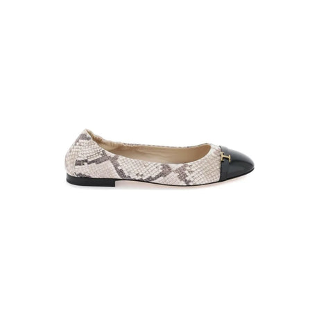 Snake Printed Leather Ballet Flats TOD'S JOHN JULIA.