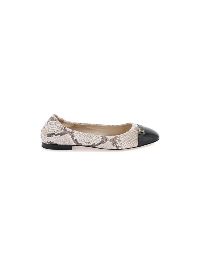 Snake Printed Leather Ballet Flats TOD'S JOHN JULIA.