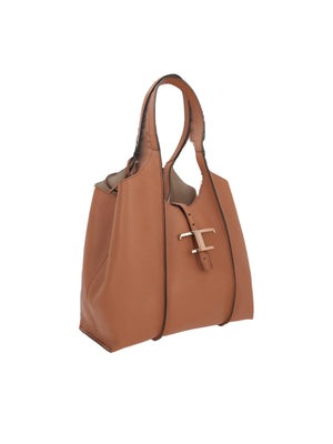 Timeless Small Grainy Leather Shopping Bag-TOD'S-JOHN JULIA