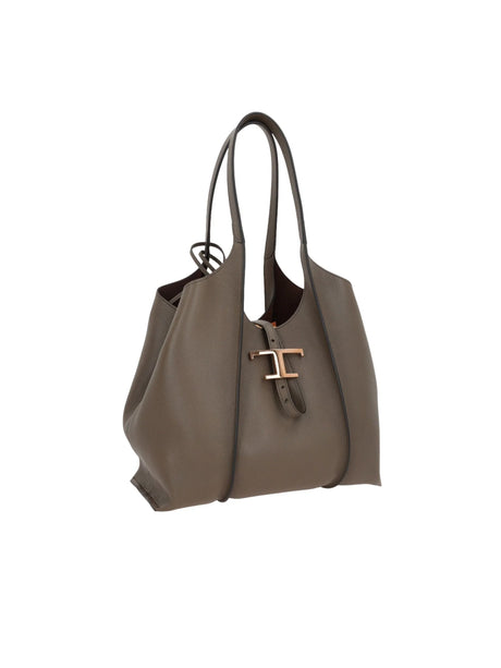 Timeless Small Grainy Leather Shopping Bag-TOD'S-JOHN JULIA