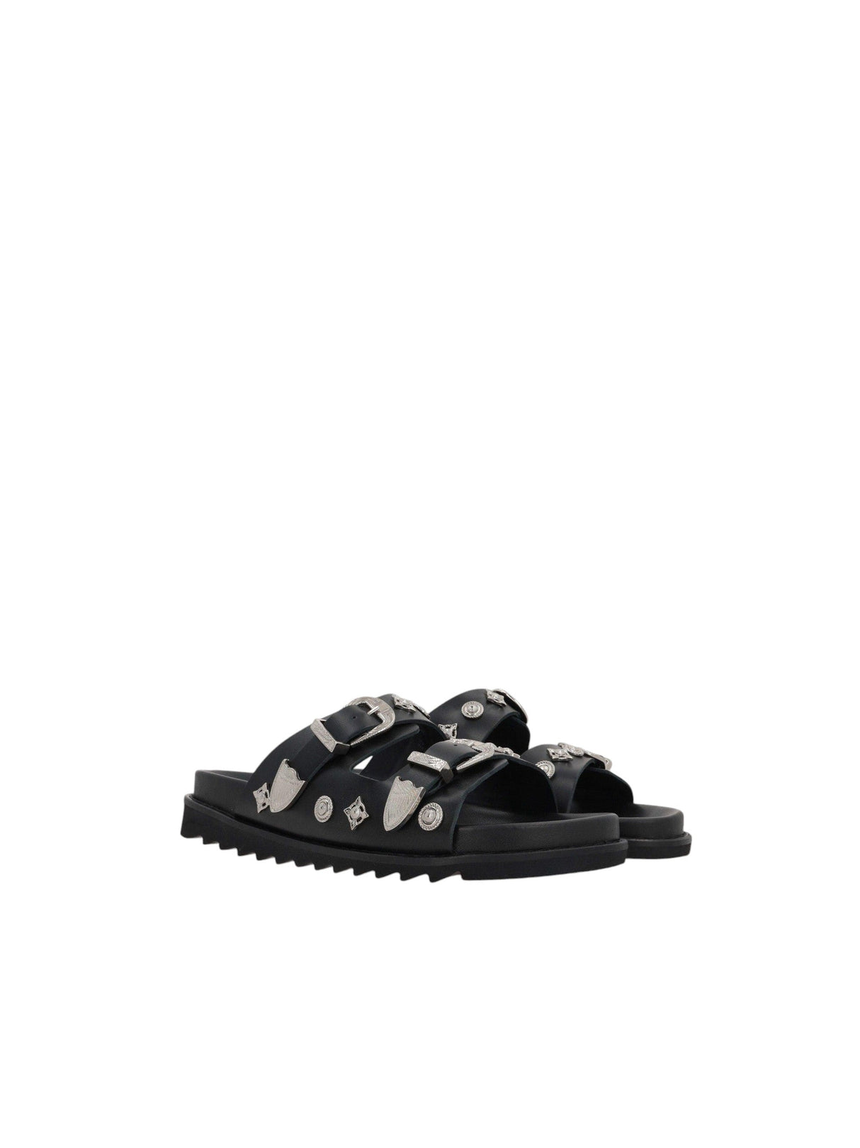 TOGA VIRILIS-Studded Leather Flat Sandals-JOHN JULIA