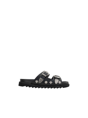 TOGA VIRILIS-Studded Leather Flat Sandals-JOHN JULIA