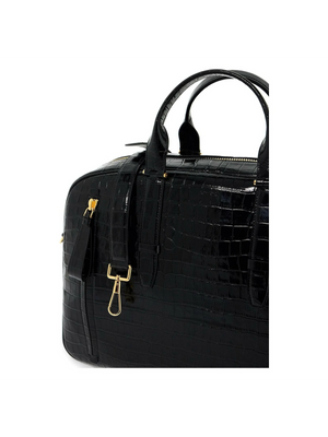 Croc-Embossed Leather Buckley Bowling Bag.