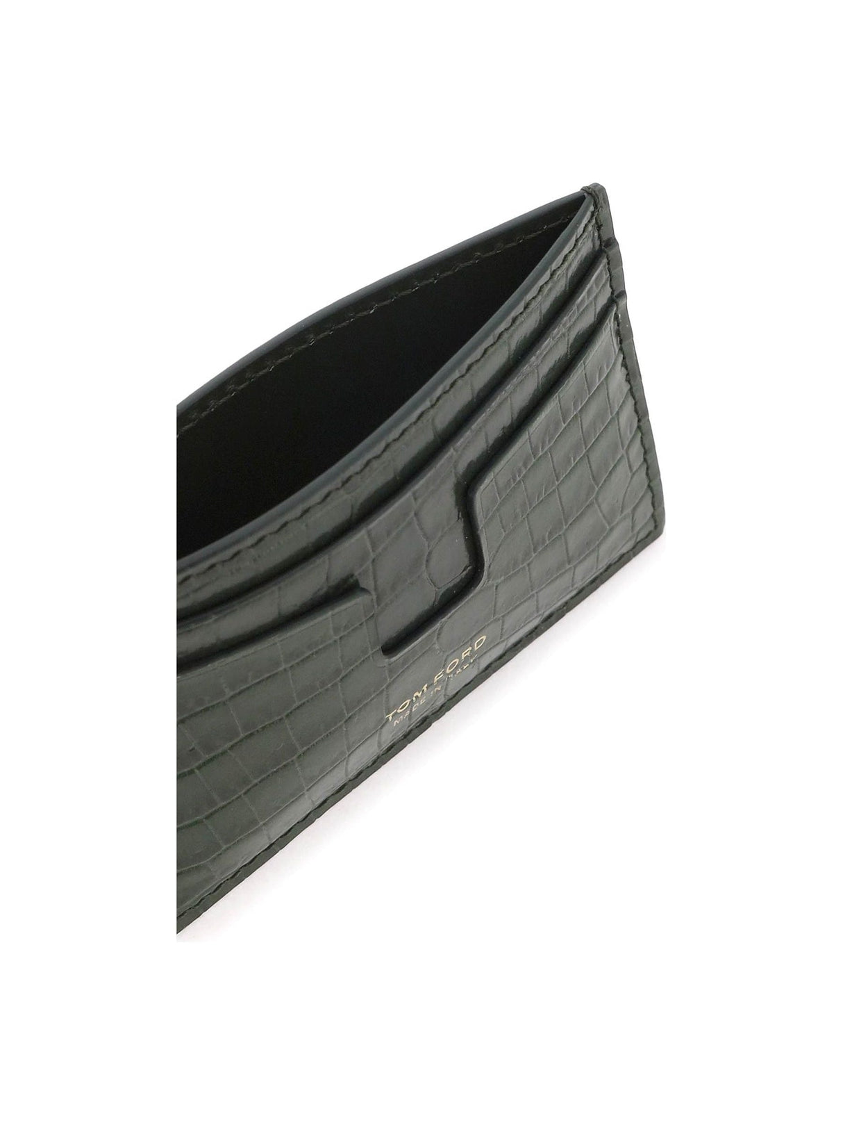 Croco-embossed Leather Card Holder