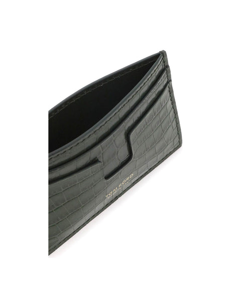 Croco-embossed Leather Card Holder