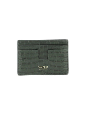 Croco-embossed Leather Card Holder