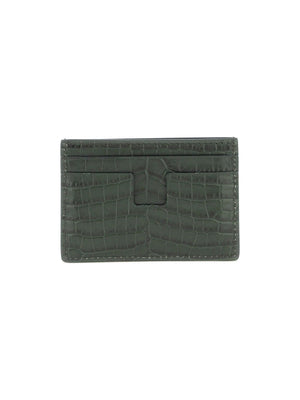 Croco-embossed Leather Card Holder