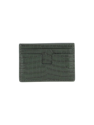 Croco-embossed Leather Card Holder