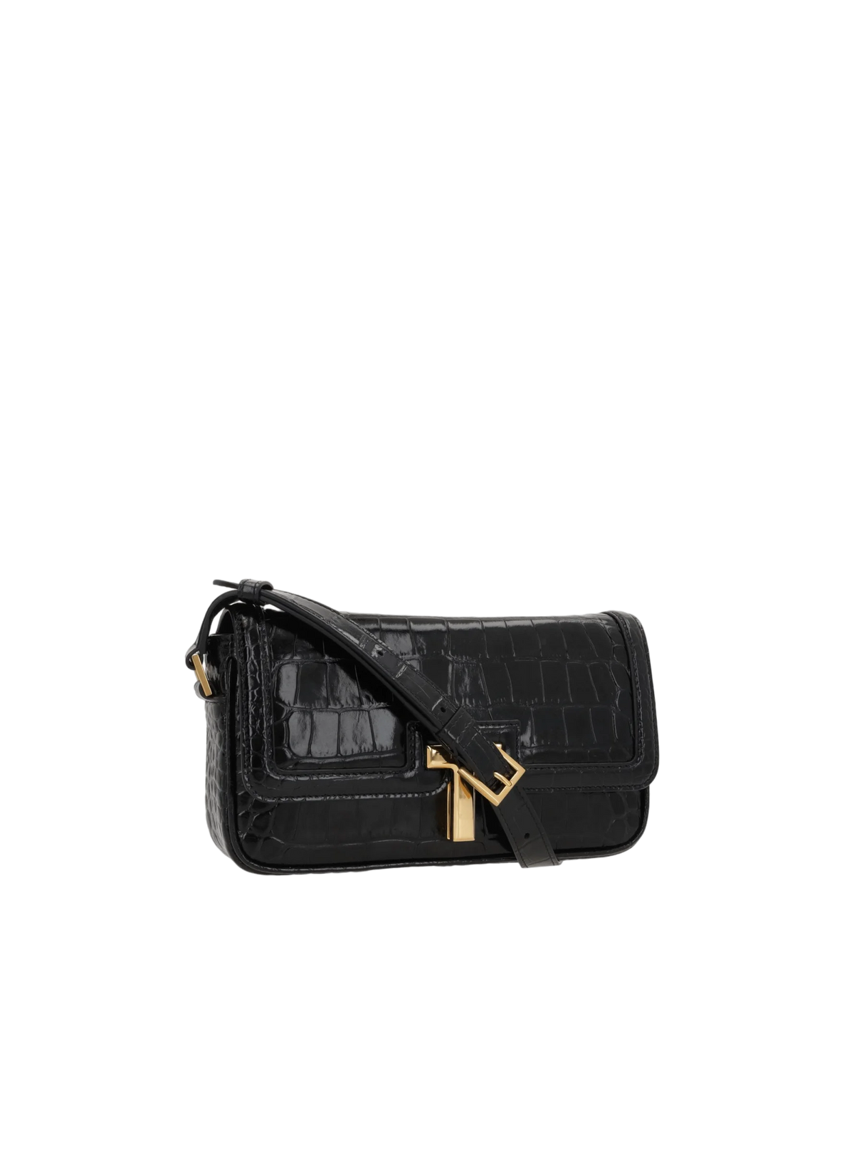 Crocodile-Embossed Leather T Shoulder Bag-TOM FORD-JOHN JULIA