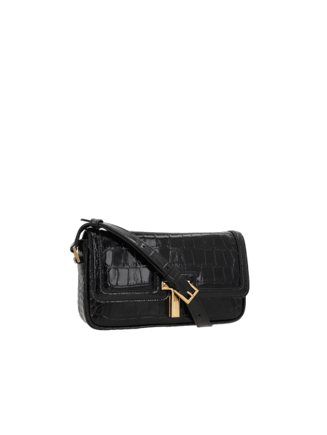 Crocodile-Embossed Leather T Shoulder Bag-TOM FORD-JOHN JULIA