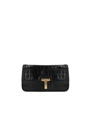 Crocodile-Embossed Leather T Shoulder Bag-TOM FORD-JOHN JULIA