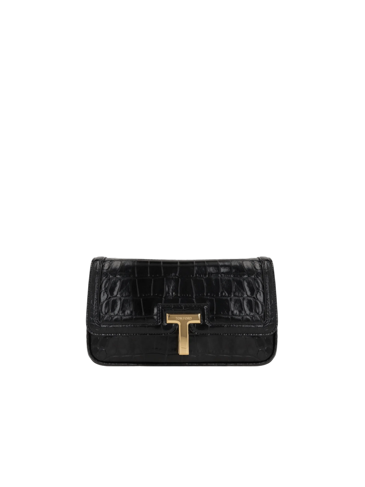 Crocodile-Embossed Leather T Shoulder Bag-TOM FORD-JOHN JULIA