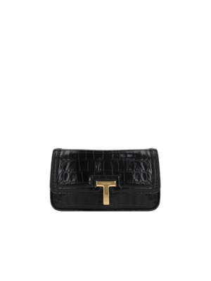 Crocodile-Embossed Leather T Shoulder Bag-TOM FORD-JOHN JULIA