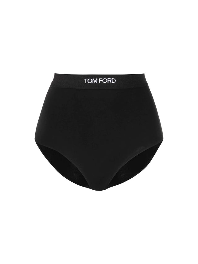 High-waisted Underwear Briefs With Logo Band