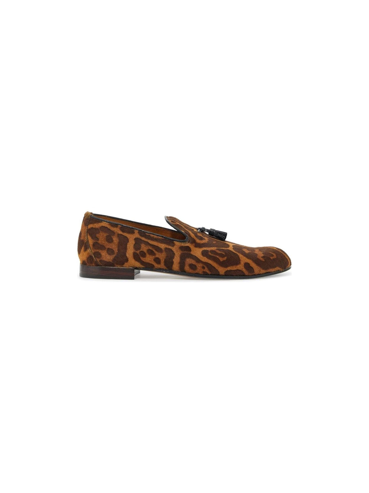 Leopard-Print Pony Hair Tasselled Loafers