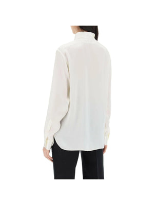 Off-White Silk Charmeuse Tuxedo Shirt TOM FORD JOHN JULIA.