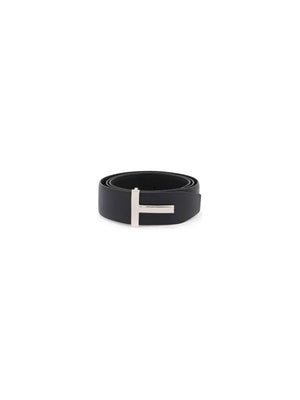 Reversible T Icon Grain Leather Belt.