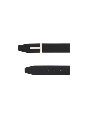 Reversible T Icon Grain Leather Belt.