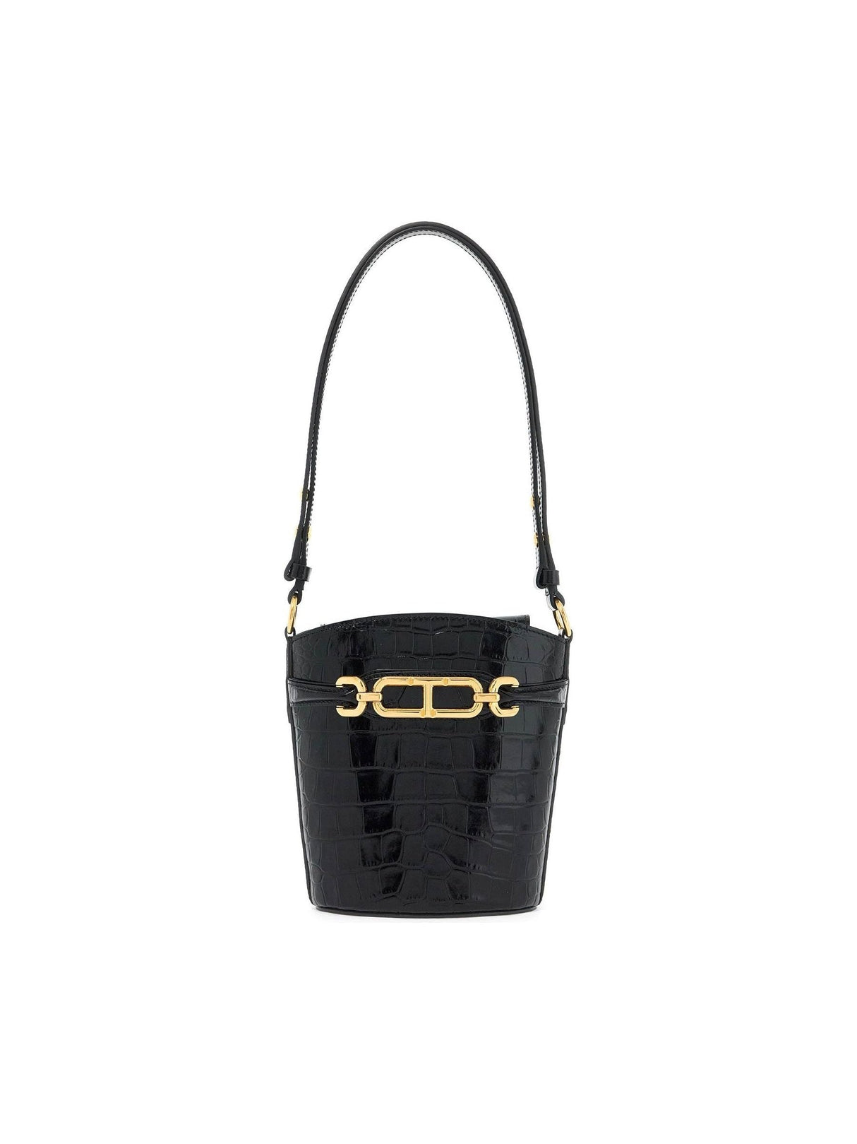 TOM FORD-Small Patent Croc-Embossed Whitney Bucket Bag -JOHN JULIA.